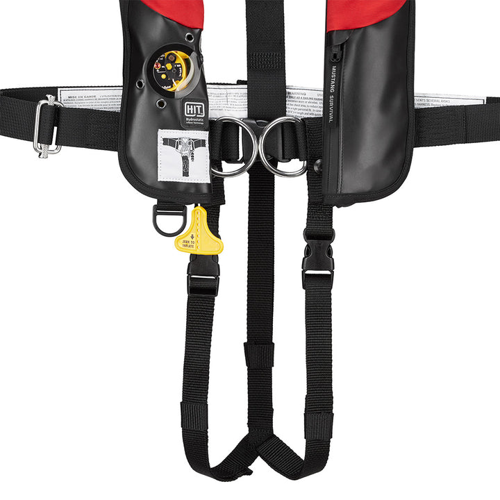 Mustang Survival sailing leg strap accessory with adjustable straps for secure fit during water activities.