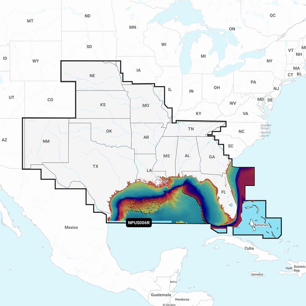 Navionics Platinum Plus U.S. South nautical chart map for marine navigation with detailed data and colorful marine routes.