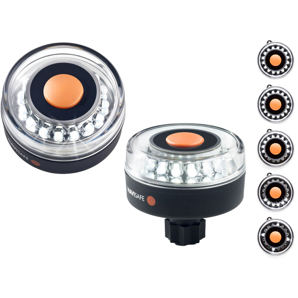 Navisafe Navilight All-White navigation light with 5 modes, 360° visibility, 2 nautical miles range, mounted on Railblaza base.