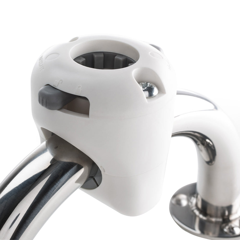 Navisafe Navimount Rail Mount for navigation lights in white with screws, designed for secure attachment on boats.