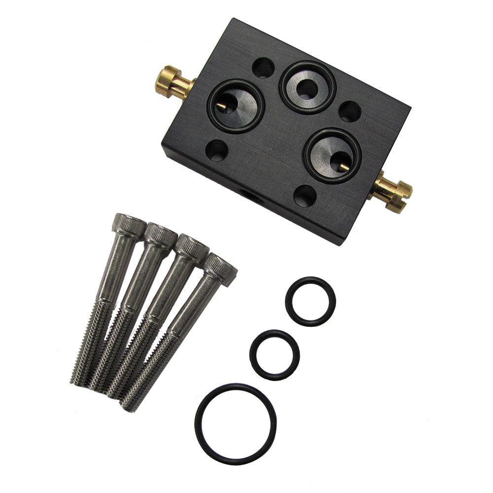 Octopus Autopilot Drives unbalanced valve kit for reversing pumps, featuring multiple valves and fittings on a white background.