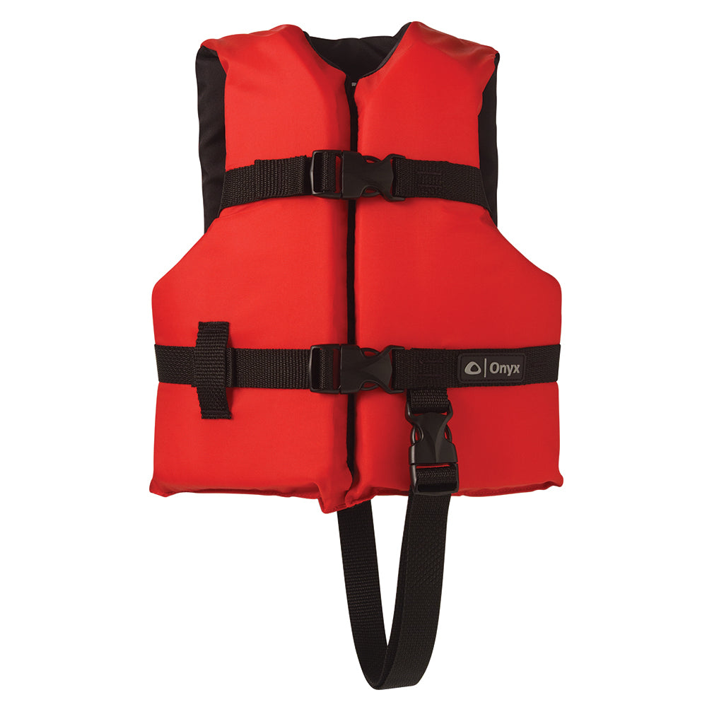 Red Onyx Nylon Child Life Jacket, personal flotation device for kids 30-50 lbs, designed for safety and buoyancy.