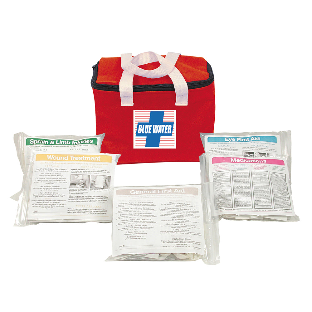 Orion Blue Water First Aid Kit in soft nylon case, medical kit with essential supplies for emergencies.