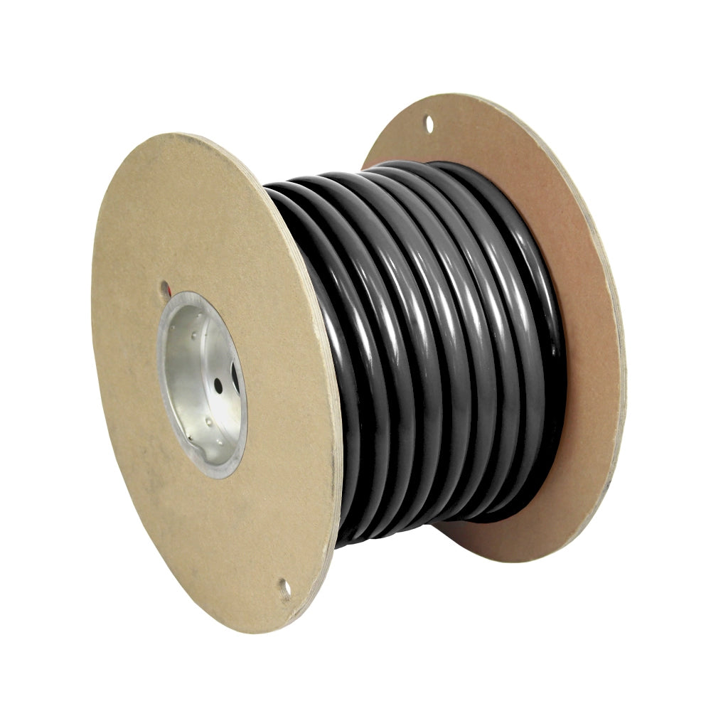 Pacer Black 1/0 AWG battery cable wire with heavy-duty insulation for automotive or electrical use.