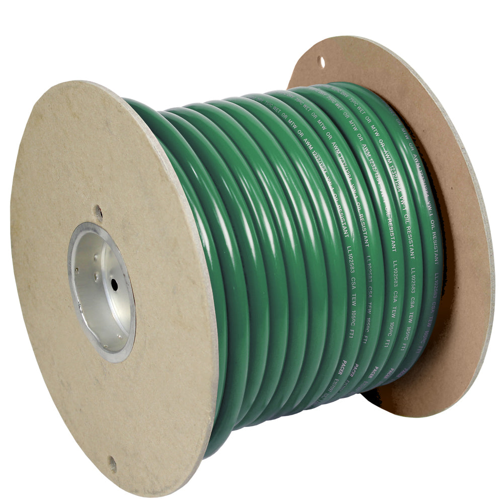 Pacer Green 4 AWG battery cable wire, 100 feet length, with heavy-duty copper conductors for automotive or marine use