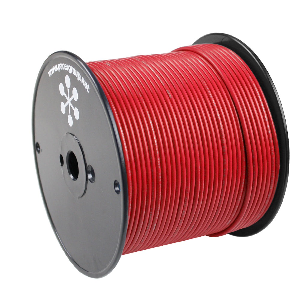 Pacer Red 18 AWG primary wire, 500 feet spool, insulated copper wire for electrical and wiring projects.