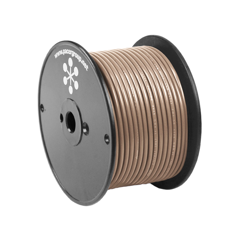 Pacer Tan 14 AWG primary wire, 100-foot spool, flexible electrical wire for automotive and electronic applications