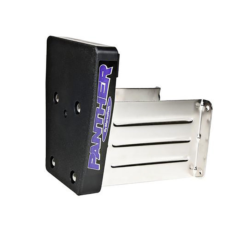 Stainless steel Panther Marine outboard motor bracket for 35HP engines, fixed engine mount designed for boat propulsion.