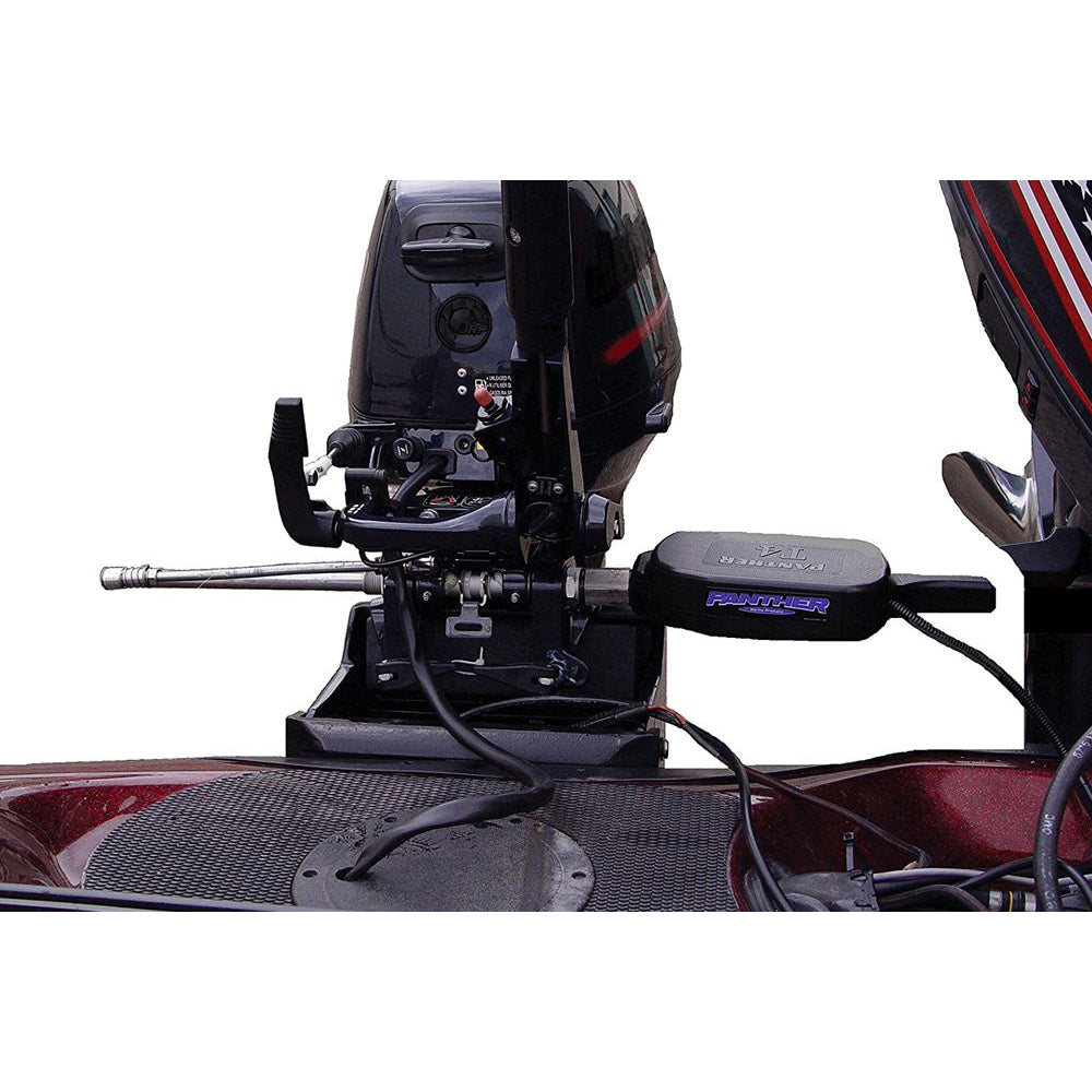 Panther T4 Through Tilt Tube Electro Steer saltwater steering system for boats, featuring heavy-duty design by Panther Products.