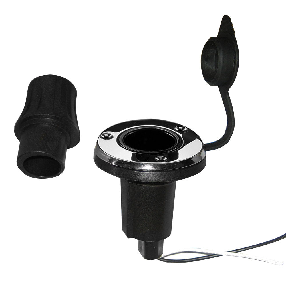Perko stainless steel locking collar pole light mounting base with 2-pin round design, marine accessories for secure light attachment.