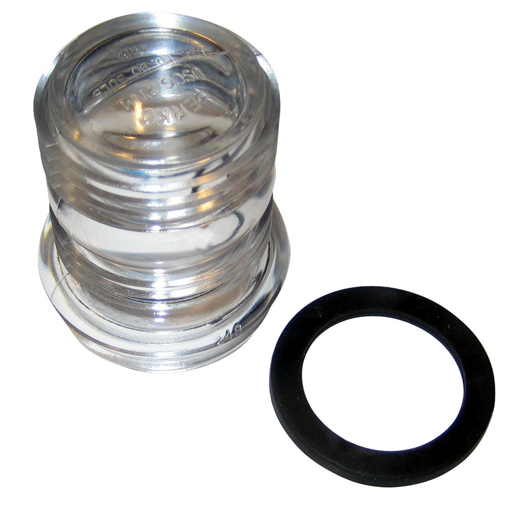 Perko spare clear Fresnel globe with 360-degree lens for all-round marine lights, accessory for boat lighting systems.