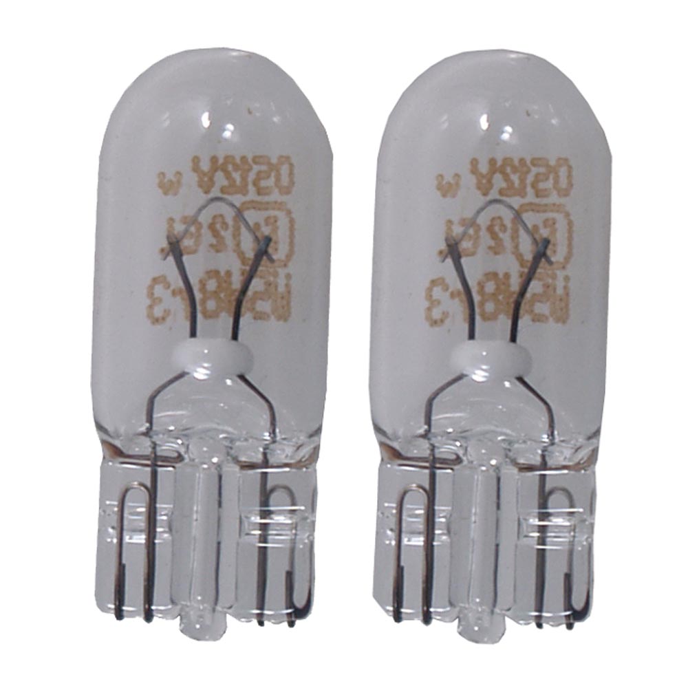 Pair of Perko wedge base bulbs, 12V 5W, 0.35A, suitable for marine or automotive lighting applications.