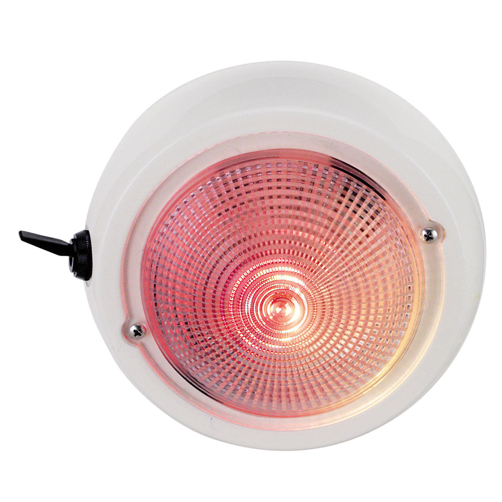 Perko dome light with red and white bulbs, marine interior down light for boats or RVs, sleek and functional design