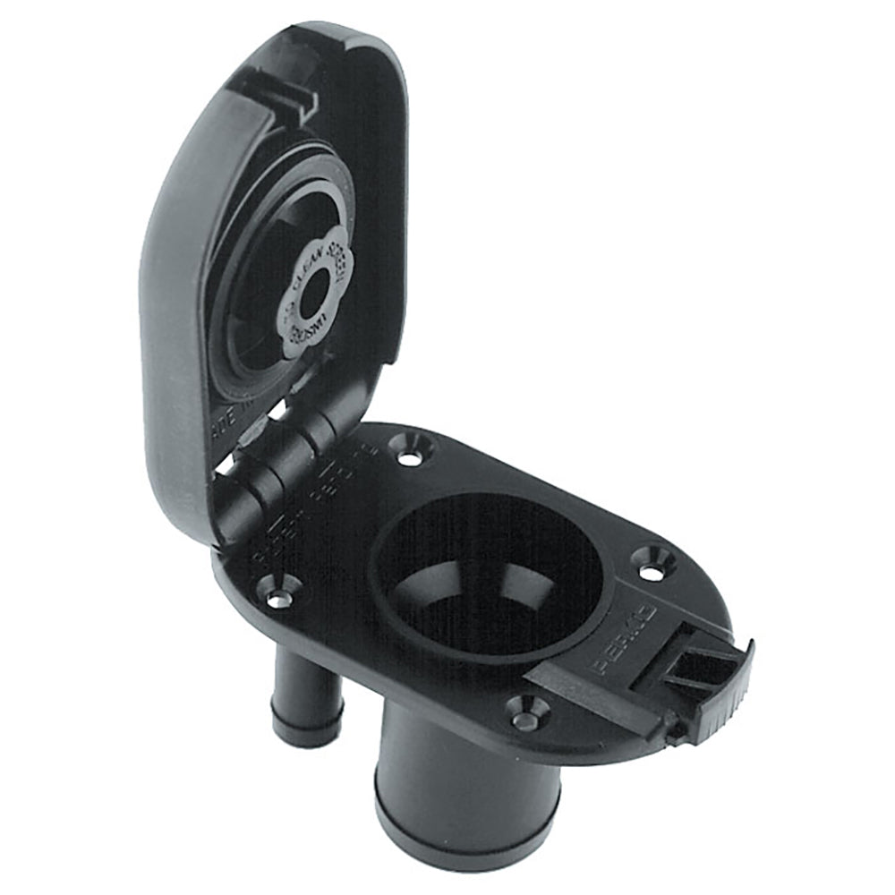 Perko combination vented gas fill tank with straight neck for 1-1/2 inch hose, engine control component in marine application