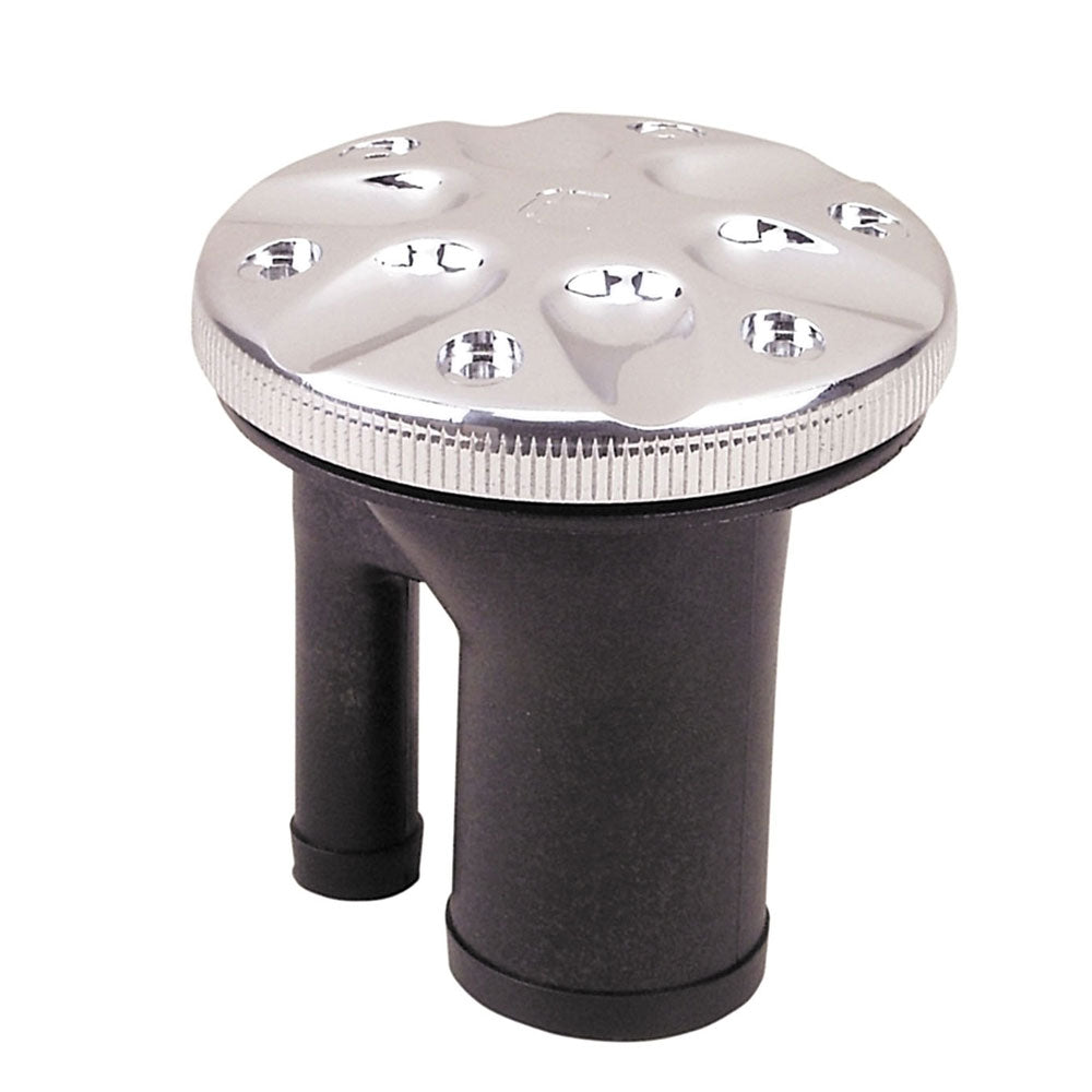 Perko 0591 Vented Fill fitting for 1-1/2 inch hose with straight neck in chrome, used for marine or water system connections.