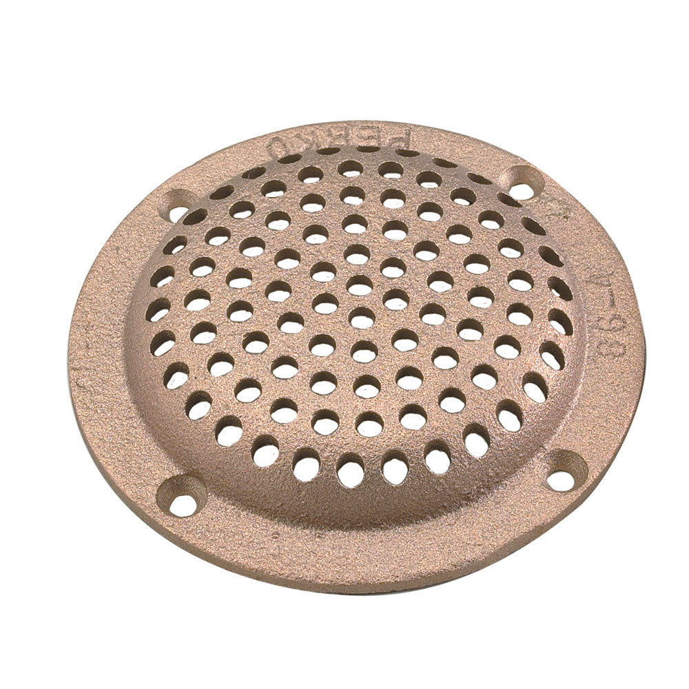Perko 3-1/2-inch round bronze strainer fitting, made in the USA, with a durable bronze construction and secure fitting design.