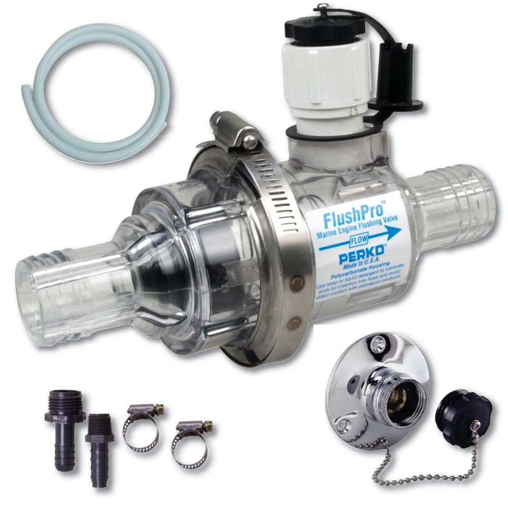 Perko Flush Pro Valve Kit 5/8 inch fittings for boat plumbing, featuring durable connections and high-quality construction.
