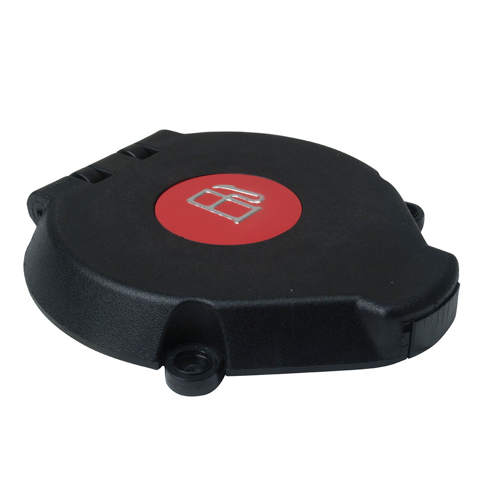 Black Perko vented flip top cap fitting for fills with 1-1/2 inch hose, designed for secure marine or industrial connections.