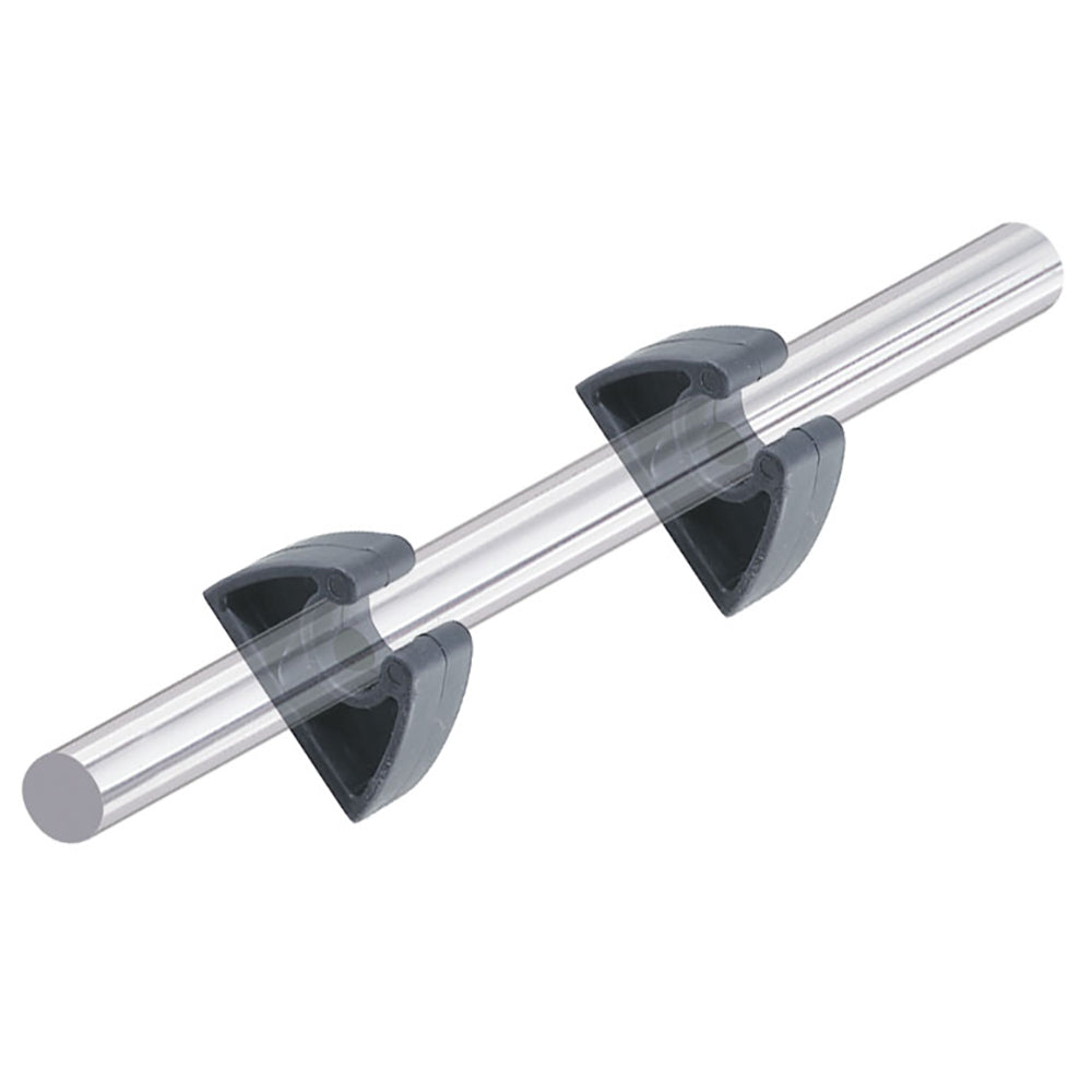 Pair of black Perko pole storage clips hooks and clamps for secure boat or marine pole organization.