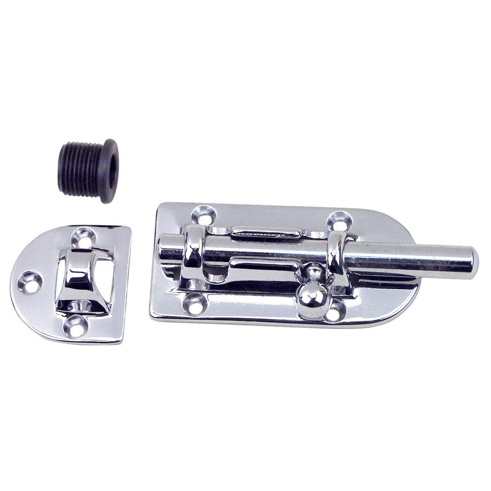 Perko chrome barrel bolt latch, 5-inch length, durable metal latch for secure door or window fastening