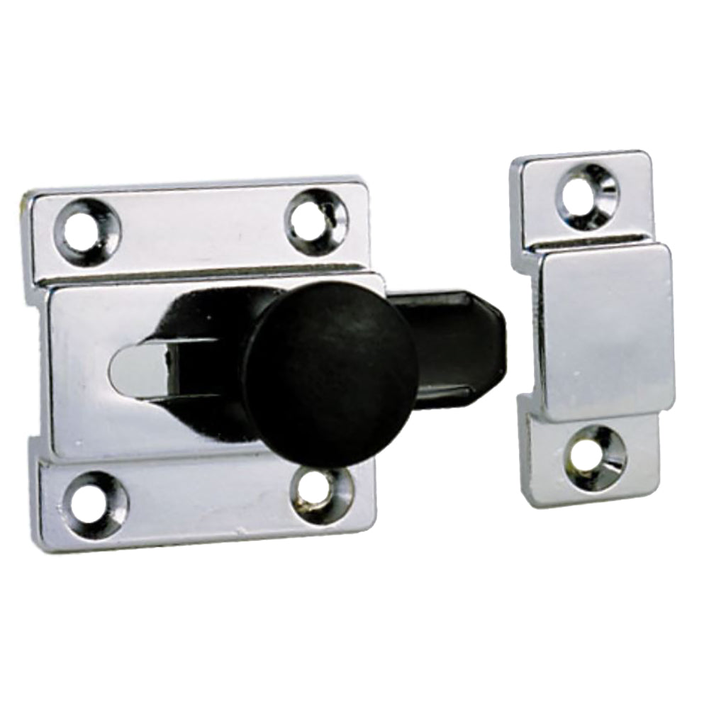 Perko cupboard bolt latch, 2-1/8 inch by 1-1/2 inch, durable metal latch for secure cupboard doors.