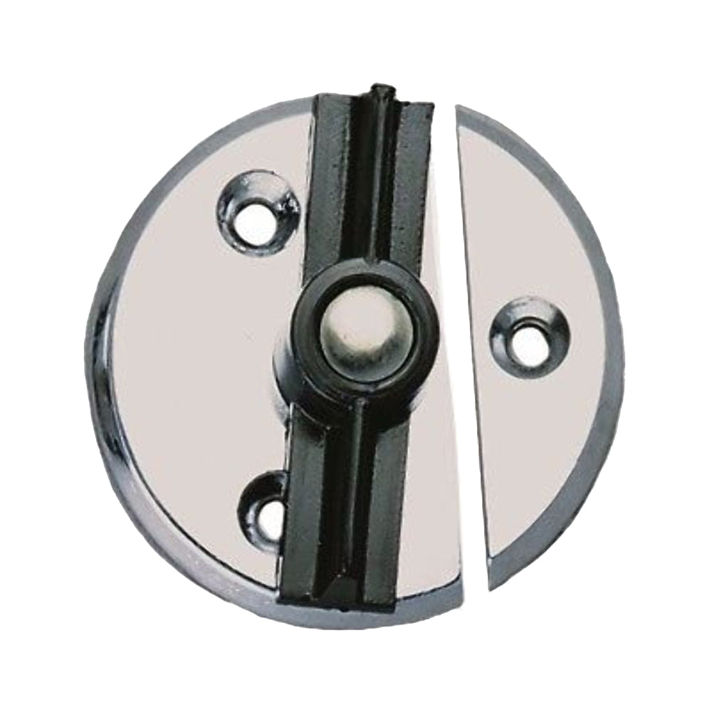 Perko door latch button with spring, showing a close-up of the metal latch mechanism for secure door closure.