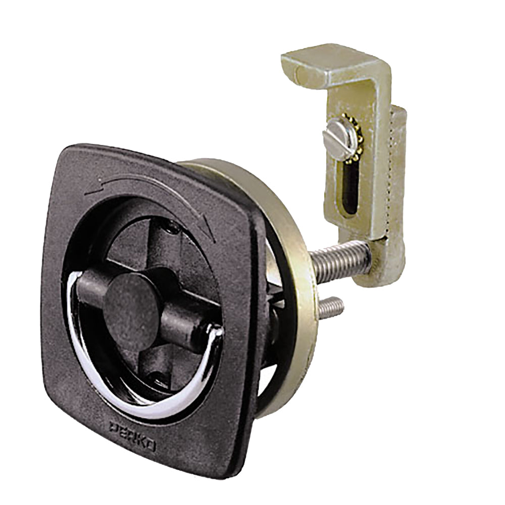 Perko flush latch, non-locking, 2.5 x 2.5 inches with offset adjustable cam bar, suitable for secure enclosure access.