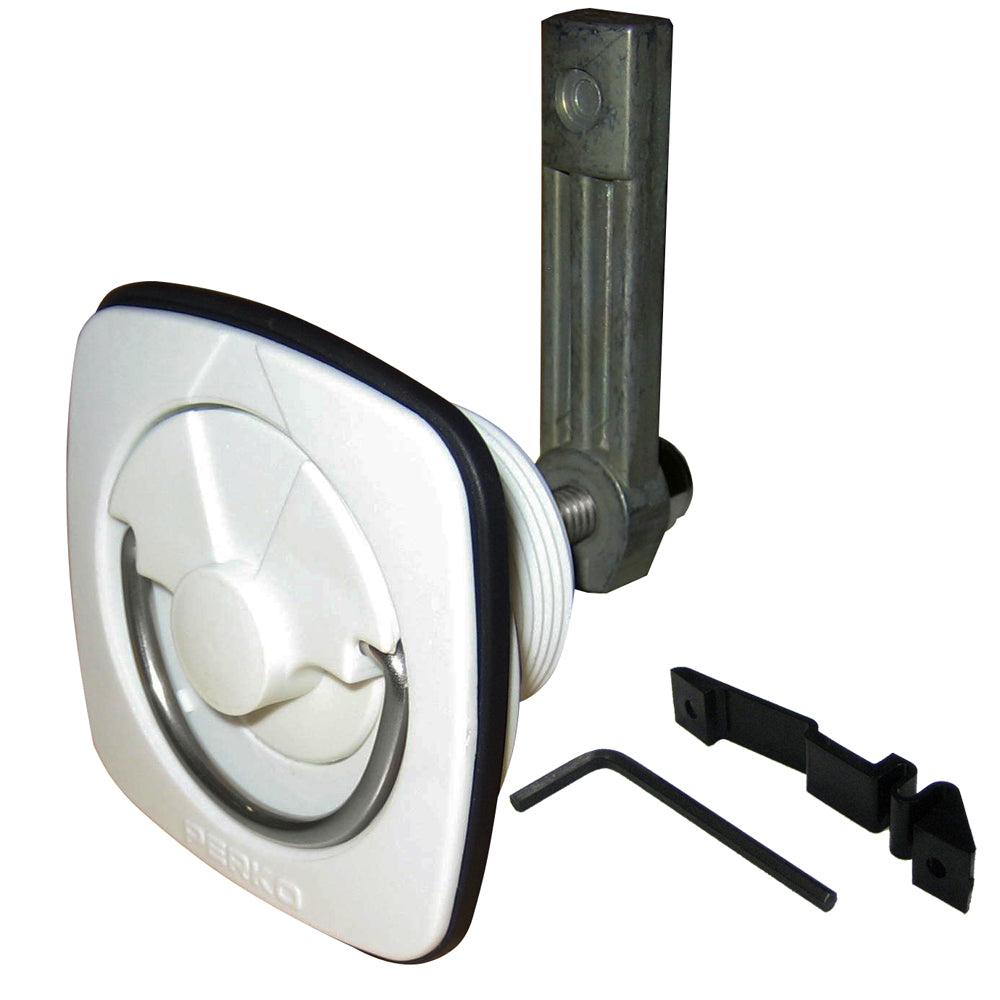 White Perko flush latch, a durable marine latch with a sleek design, ideal for secure closures on boats or marine equipment.