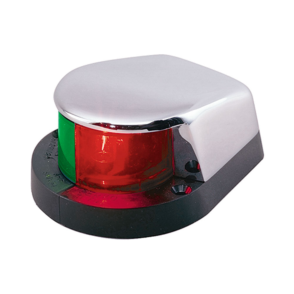 Perko 12V bi-color navigation bow light with black base and chrome-plated top, made in the USA, for marine boats.