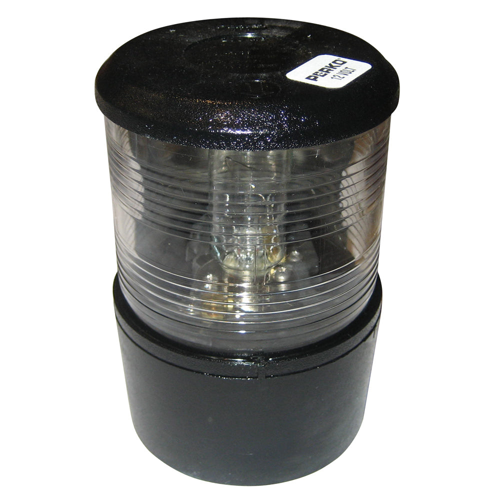 Perko masthead navigation light for sail or power boats under 20M, 12VDC, black base mount with white light.