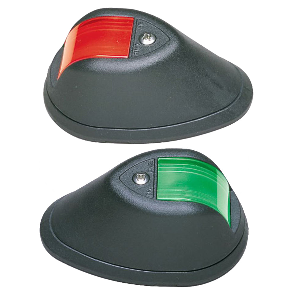 Perko 12V vertical mount side navigation lights in black for boats, with durable black casing and clear lens.