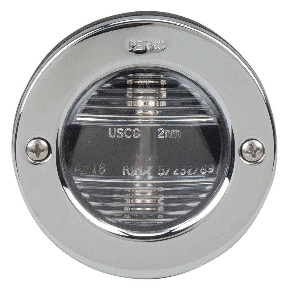 Perko vertical mount stern navigation light with 12V DC and STS bezel, designed for boat stern lighting and navigation safety.