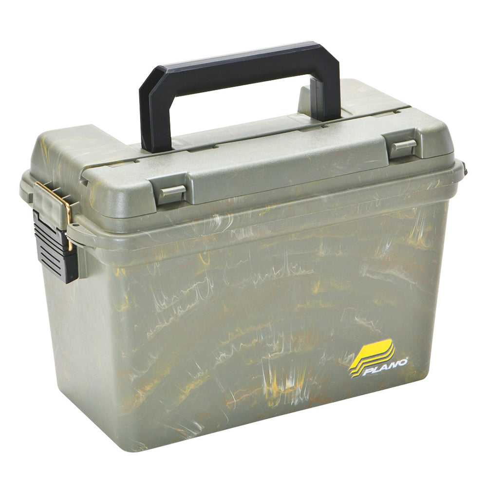 Large Plano Element-Proof Field Ammo Box with tray for hunting accessories, durable waterproof storage for ammunition and gear.