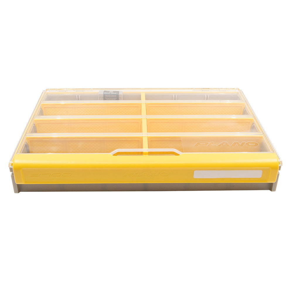 Plano EDGE 3700 Flex Stowaway Box for tackle storage, with adjustable compartments and secure latch system.