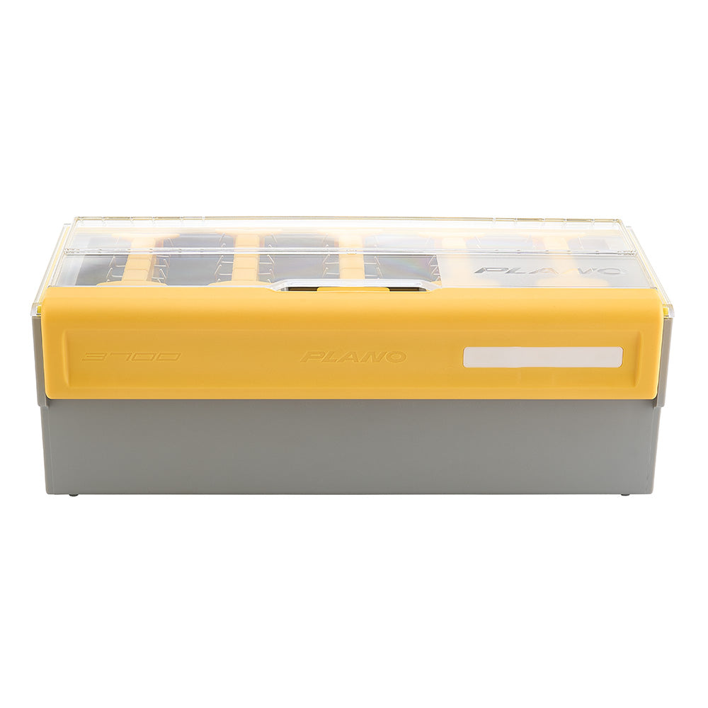 Plano EDGE Frog Box tackle storage container with multiple compartments for organizing fishing lures and tackle gear.