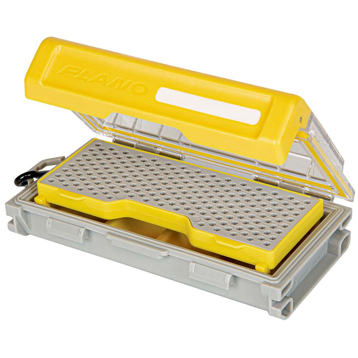 Plano EDGE Micro Fly Box for tackle storage, compact design with secure compartments for flies and fishing gear.