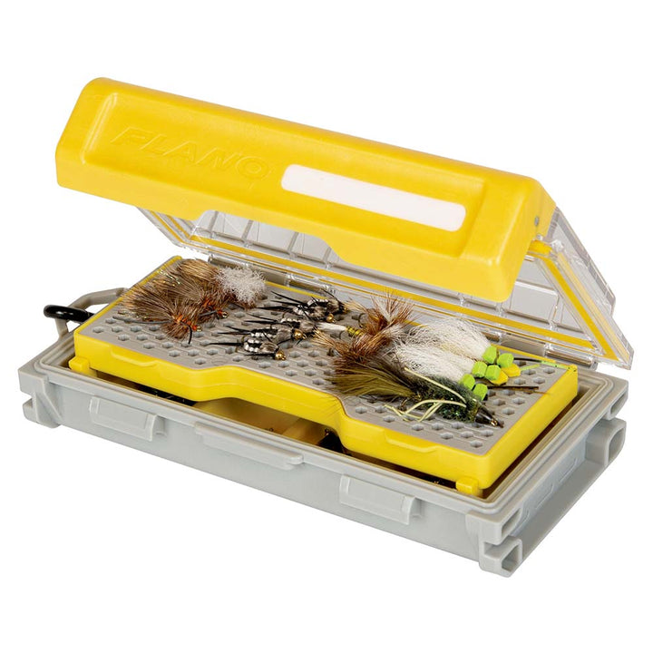 Plano EDGE Micro Fly Box for tackle storage, compact plastic box with multiple compartments for flies and fishing accessories.