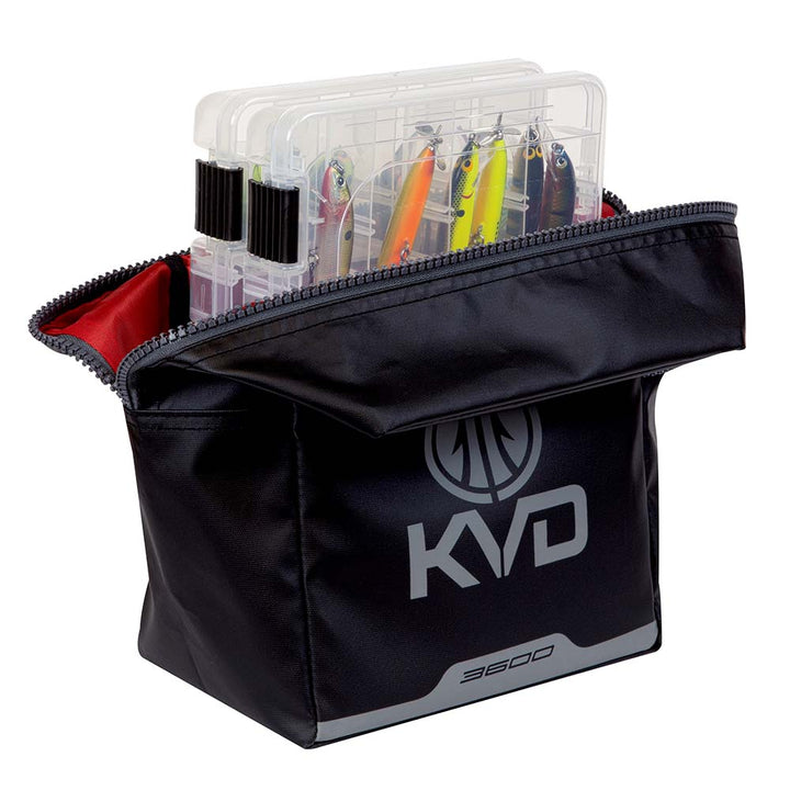 Plano KVD Signature Series Speedbag tackle storage bag in black with multiple compartments and sturdy handles for fishing gear organization