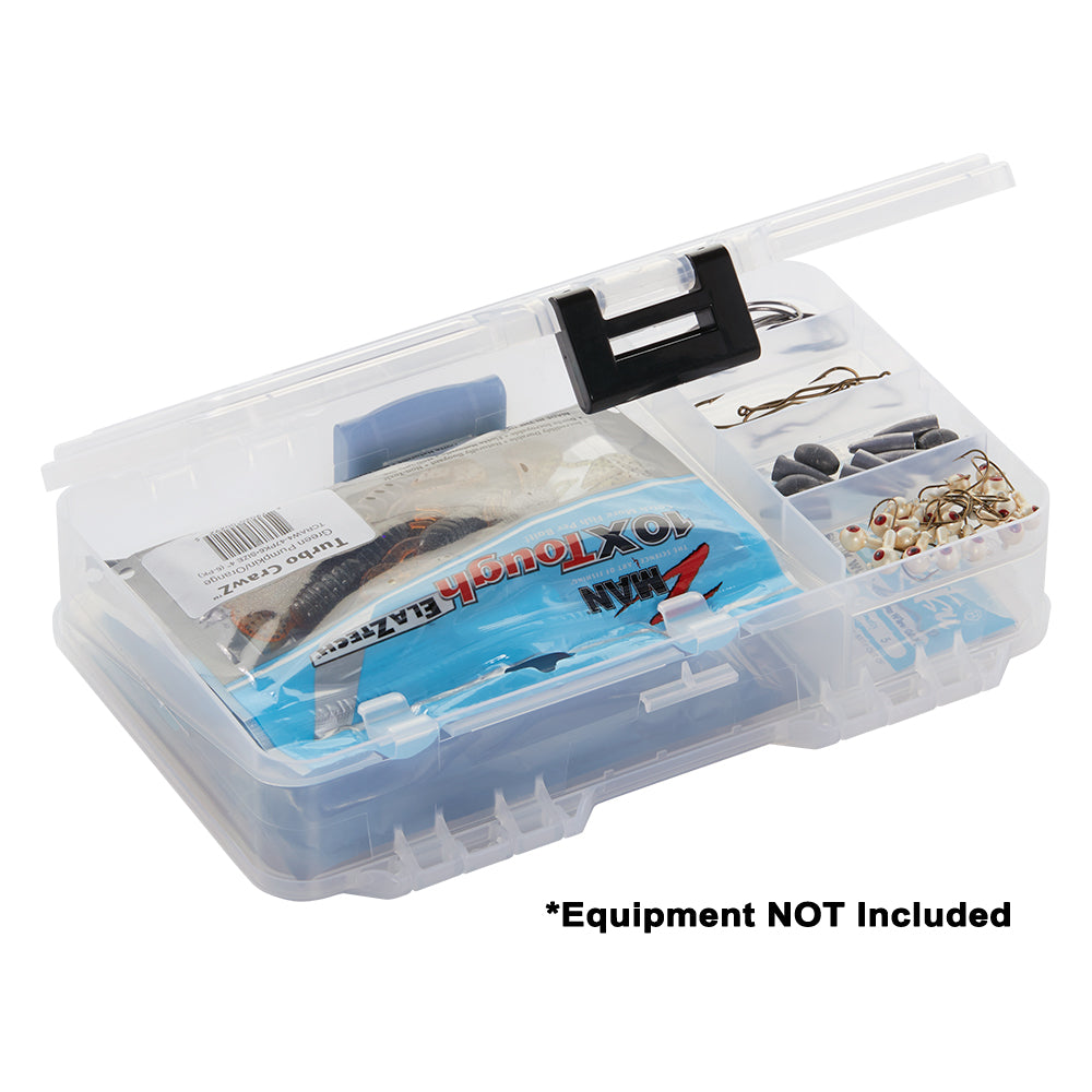 Plano Plastic Worm Stowaway 3600 tackle storage box in clear plastic, designed for organizing fishing worms and small tackle.