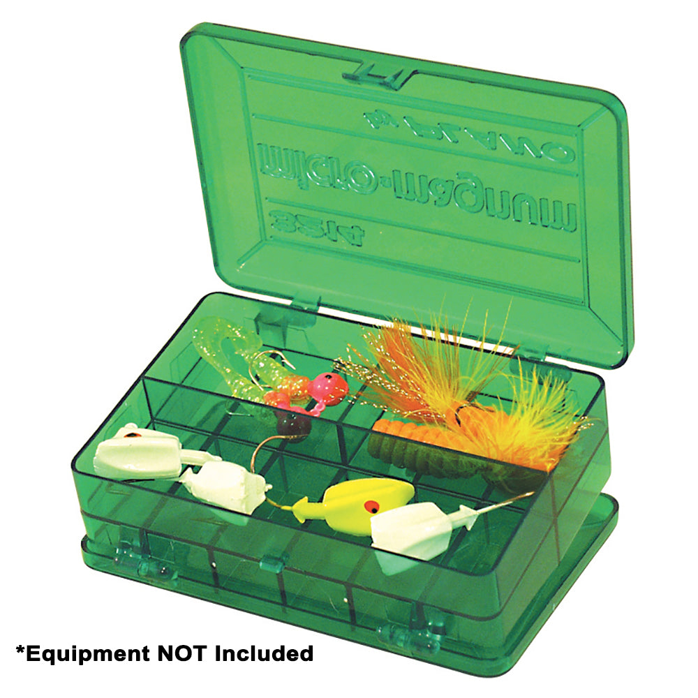 Plano Pocket Tackle Organizer in green, compact tackle storage with multiple compartments for fishing gear and accessories.