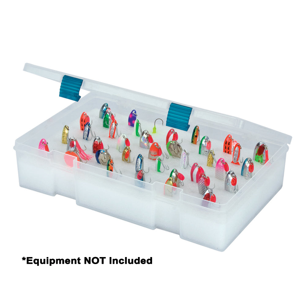 Clear Plano ProLatch Spoon Box for tackle storage, showcasing secure latch and organized compartments for fishing spoons.