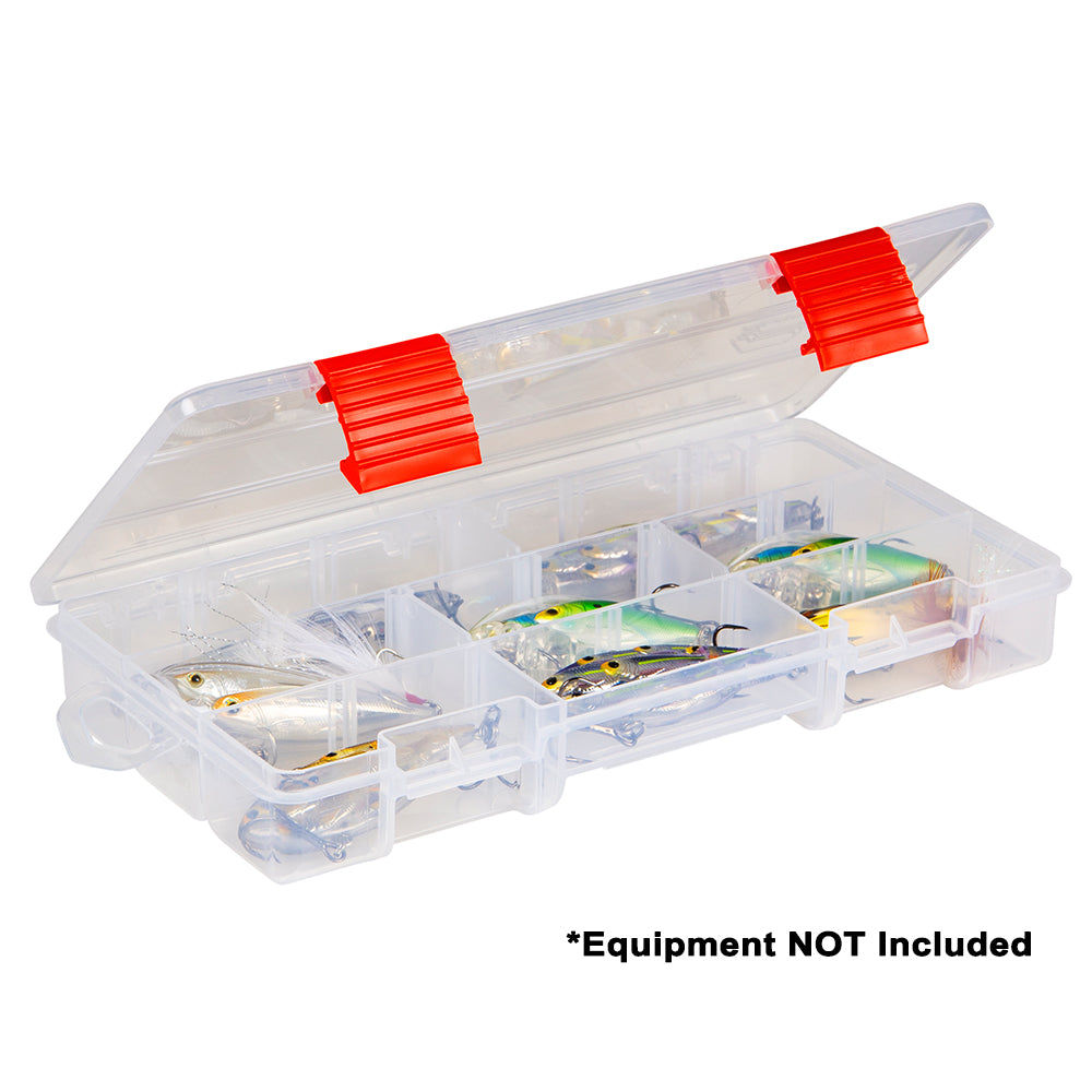 Plano Rustrictor 3500 tackle storage box with secure latches and multiple compartments for fishing gear organization.