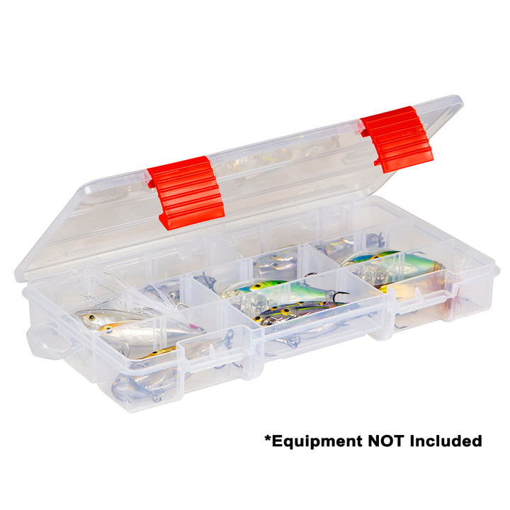 Plano Rustrictor 3500 tackle storage box with secure latches and multiple compartments for fishing gear organization.