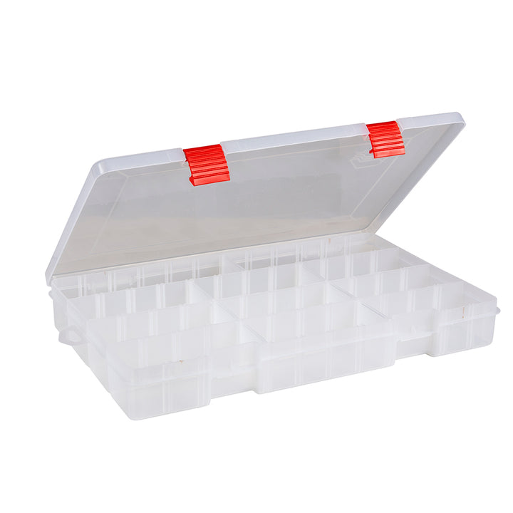 Plano Rustrictor 3700 Stowaway tackle storage box with secure latch and multiple compartments for fishing gear organization.
