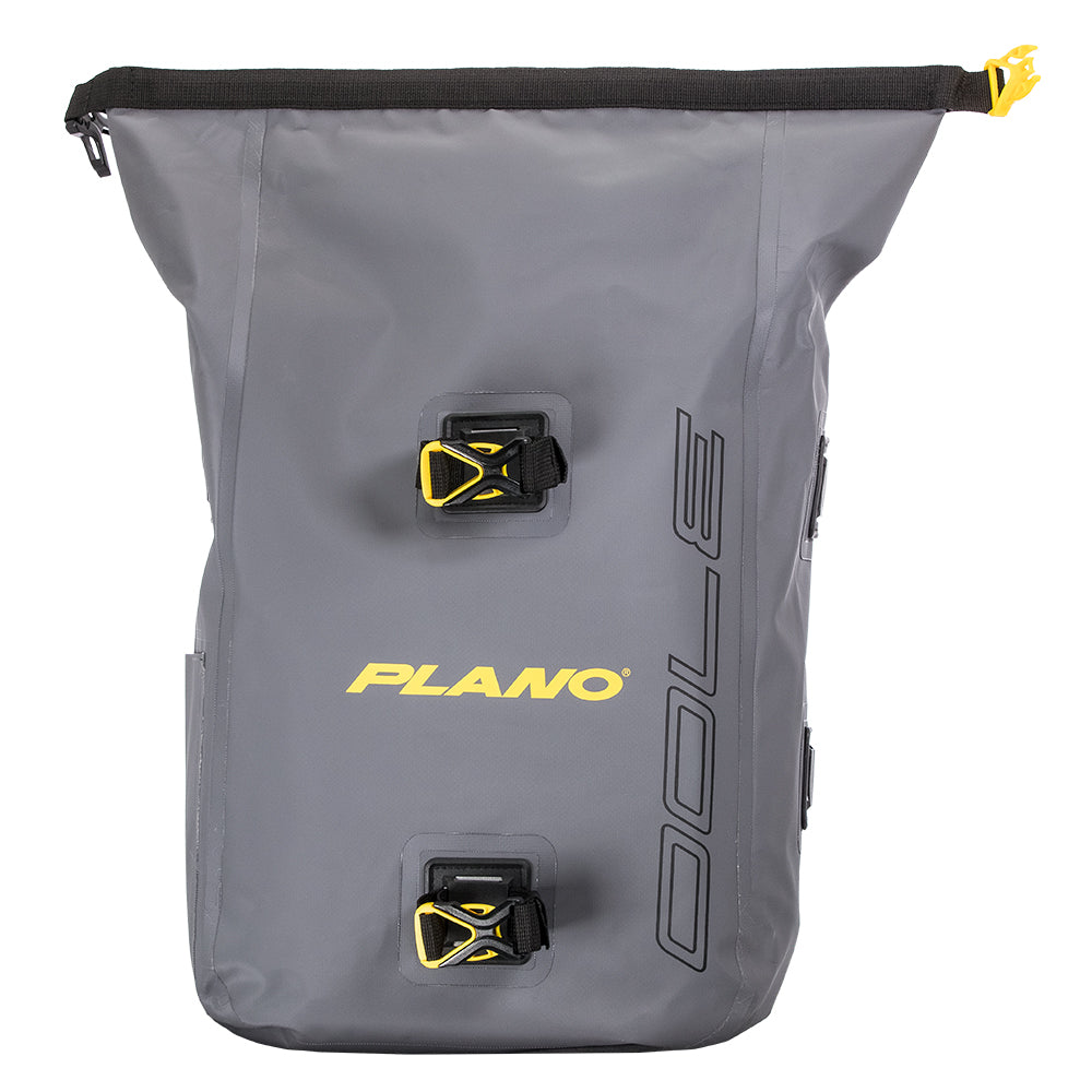 Plano Z-Series waterproof tackle storage backpack with multiple compartments and adjustable straps for fishing gear organization.