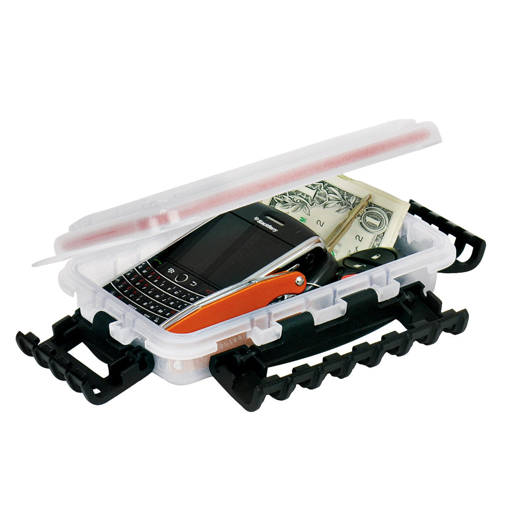 Plano Waterproof StowAway Utility Box 3449, durable plastic storage case for tools and accessories, water-resistant and lightweight.