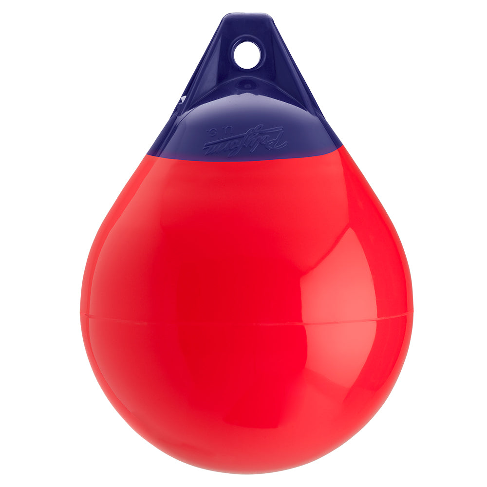Red Polyform A-2 buoy with 14.5-inch diameter, used for marine navigation and marking hazards on the water.