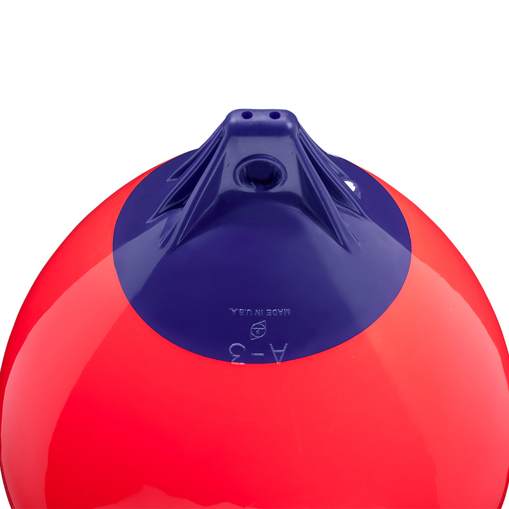Red Polyform A-3 Buoy, 17-inch diameter, used for maritime navigation and marking, by Polyform U.S.