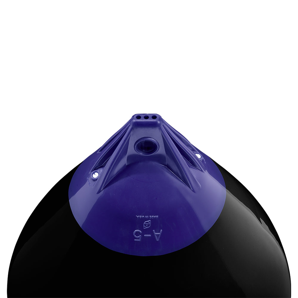 Black Polyform A-5 buoy with 27-inch diameter, designed for marine marking and safety, by Polyform U.S.