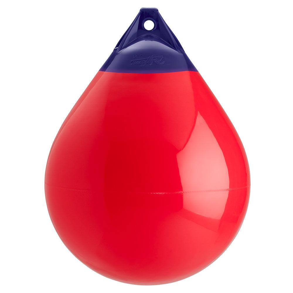 Red Polyform A-5 buoy with 27-inch diameter, used for marine navigation, by Polyform U.S.